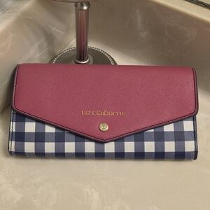 Liz Claiborne Burgundy and Blue Wallet